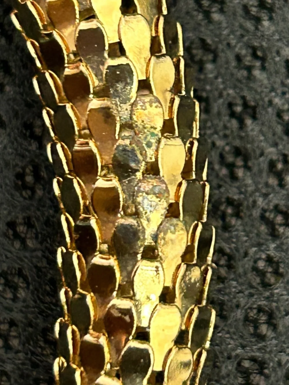 DL AULD Vintage Gold Mesh Snake Belt or Necklace - Blue Eyes c1970-80’s